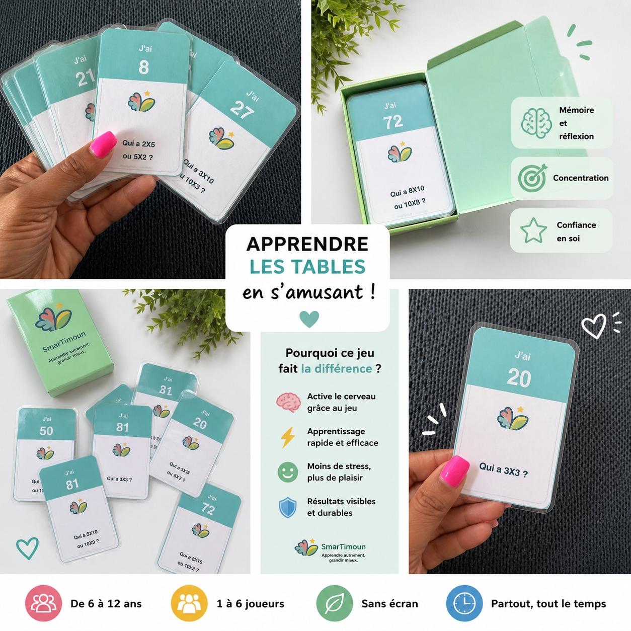 Cartes SmarTimoun pour apprendre les tables de multiplication